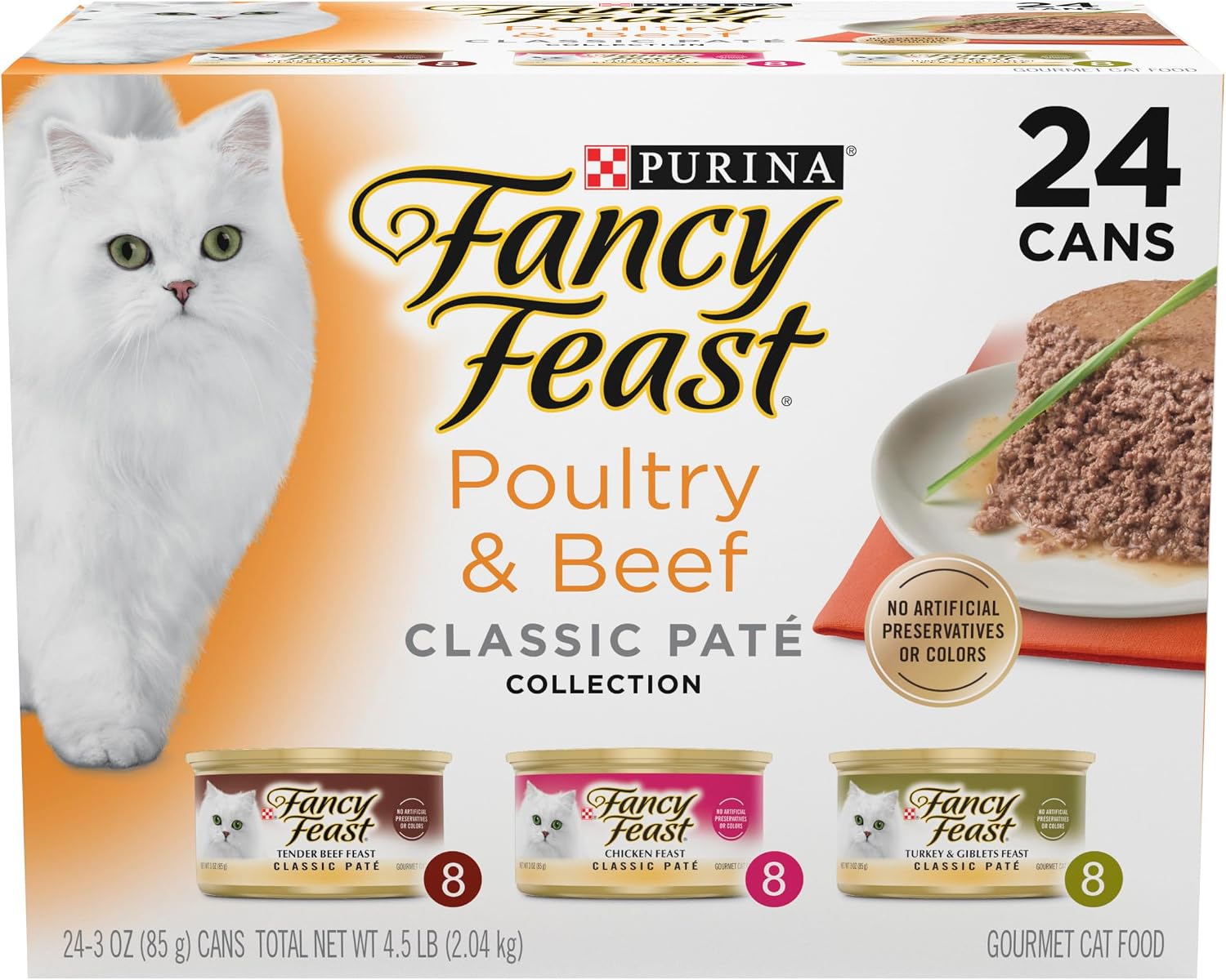 Purina Fancy Feast Gravy Lovers, Poultry & Beef Wet Cat Food, 3oz, 24-Pack | Variety Pack, grilled gourmet texture made with no artificial colors or preservatives, 100 percent complete and balanced
