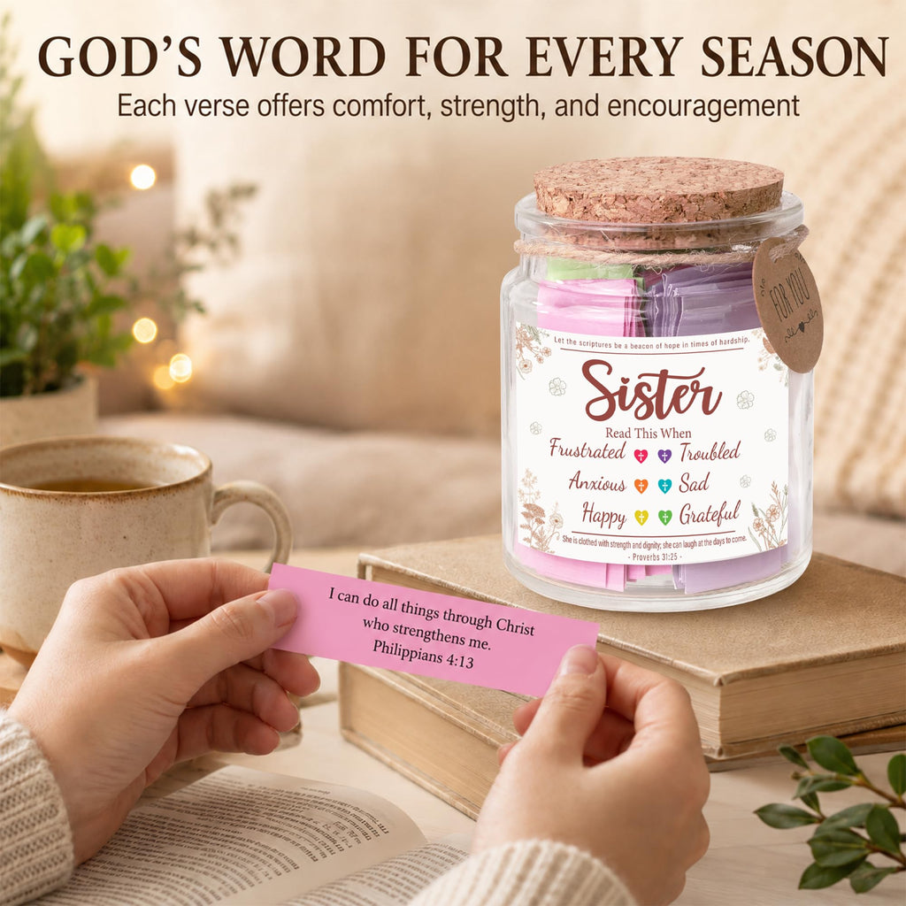 Bible Verses Jar for Daughter – Daughter Gifts From Mom, Graduation Gifts for Daughters, 92 Bible Verses Folded by hand, Christian Gift for Women