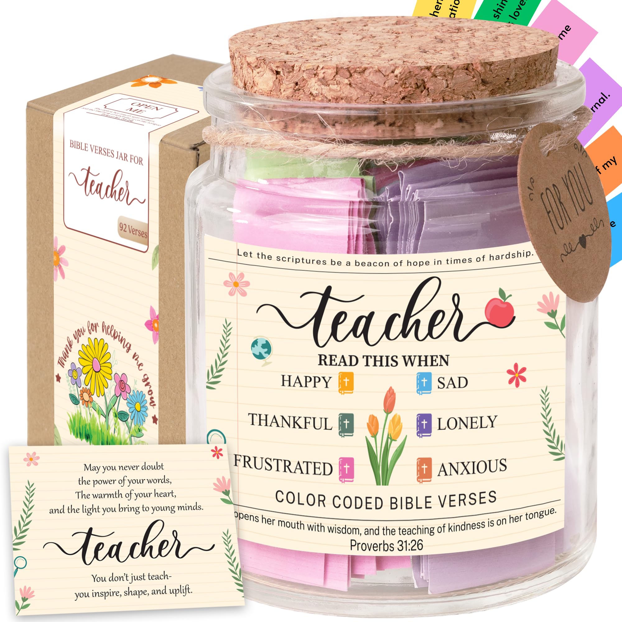 Bible Verses Jar for Daughter – Daughter Gifts From Mom, Graduation Gifts for Daughters, 92 Bible Verses Folded by hand, Christian Gift for Women