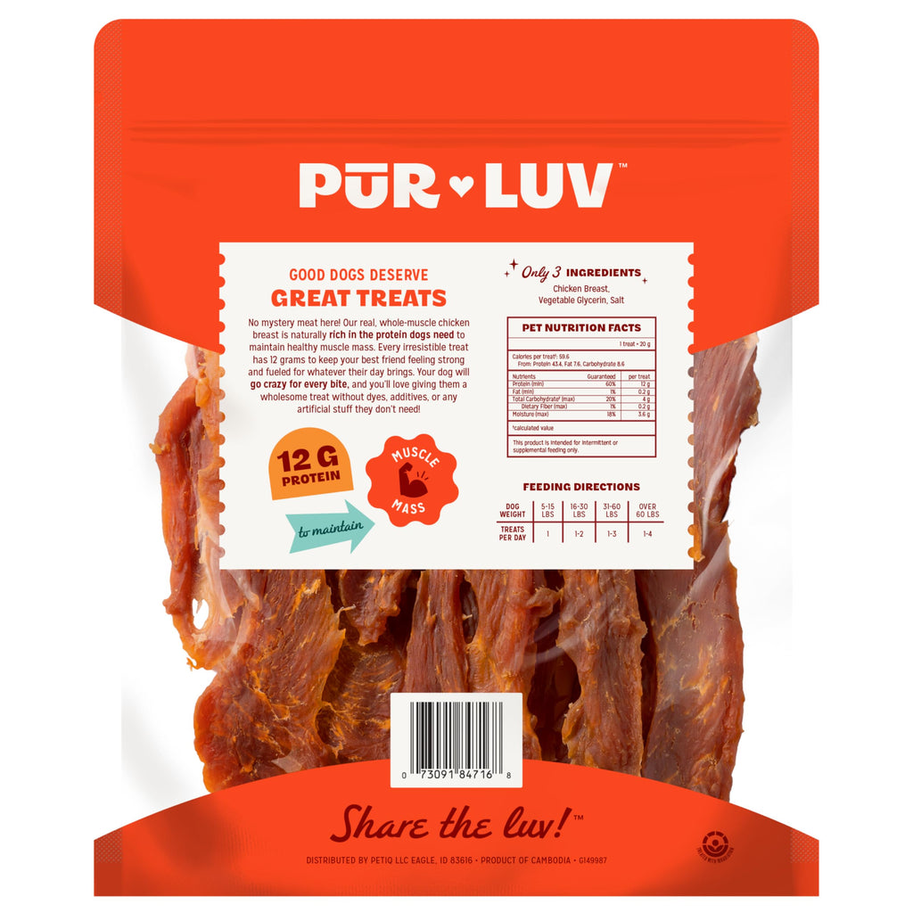 Pur Luv Chicken Wrapped Sweet Potato Dog Treats, Rawhide Free Jerky Wraps, Made with Real Chicken, 16 Oz, Healthy, Easily Digestible, Long Lasting, High Protein Treat, Satisfies Dog's Urge to Chew | Rawhide-free, high-protein jerky wrap: real chicken arou