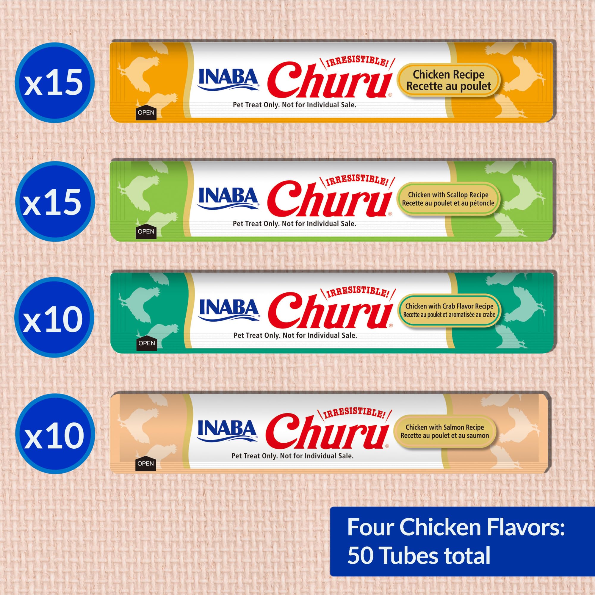 INABA Churu Cat Treats, Lickable, Squeezable Creamy Purée Cat Treat with Green Tea Extract & Taurine, 0.5 Ounces Each Tube, 20 Tubes, Tuna & Seafood Variety Box