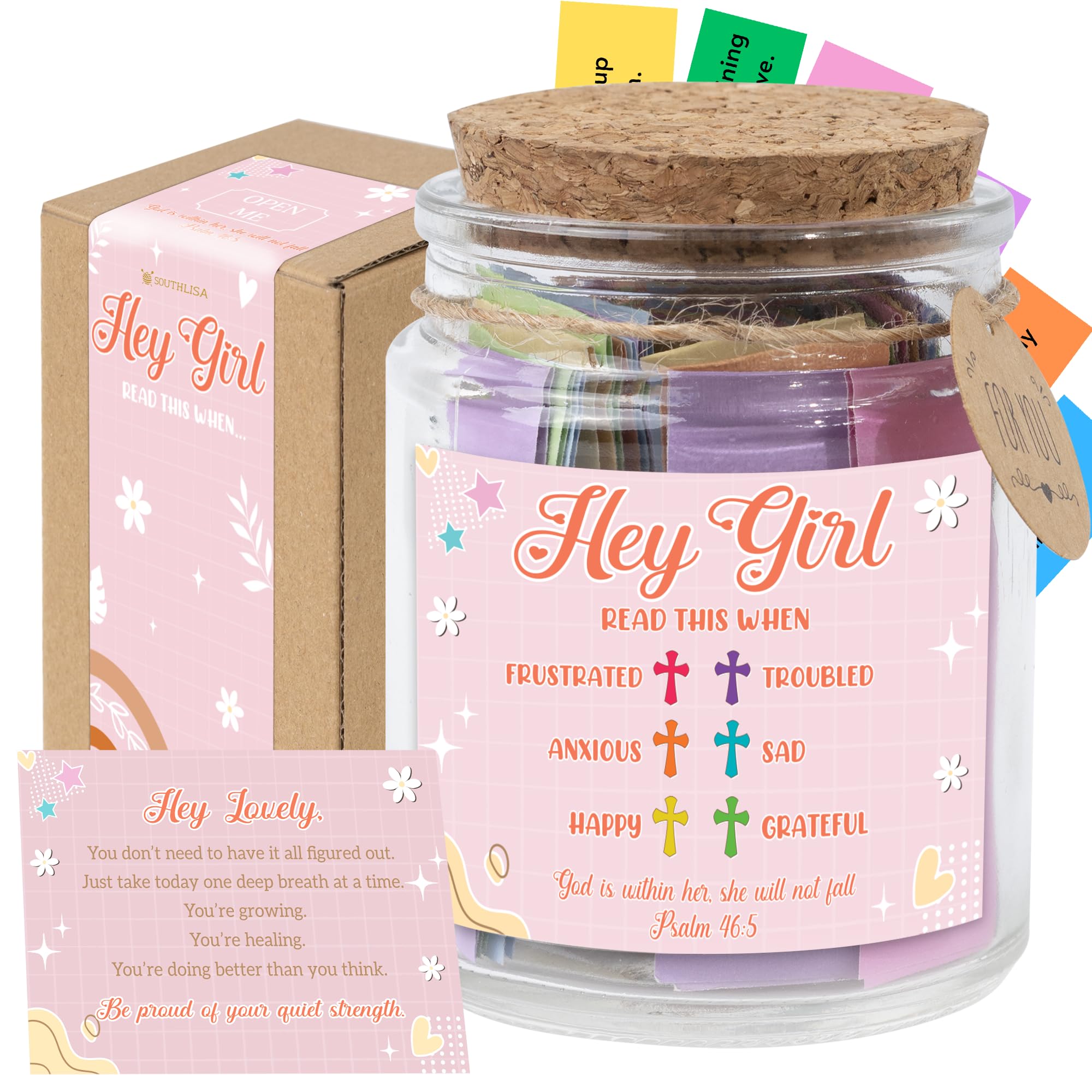 Bible Verses Jar for Daughter – Daughter Gifts From Mom, Graduation Gifts for Daughters, 92 Bible Verses Folded by hand, Christian Gift for Women