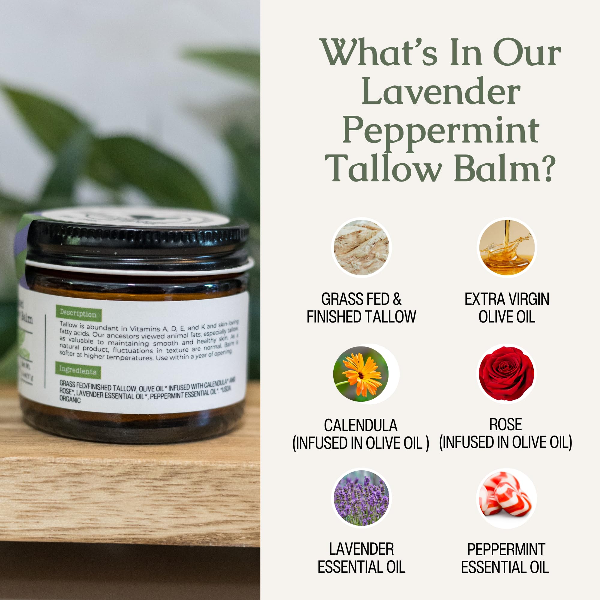 Hearth & Homestead Whipped Beef Tallow for Skin & Face, Unscented, 1.3oz | 100% Grass Fed & Finished, Eczema Cream & Body Butter, Only Organic Ingredients, For Skin & Face