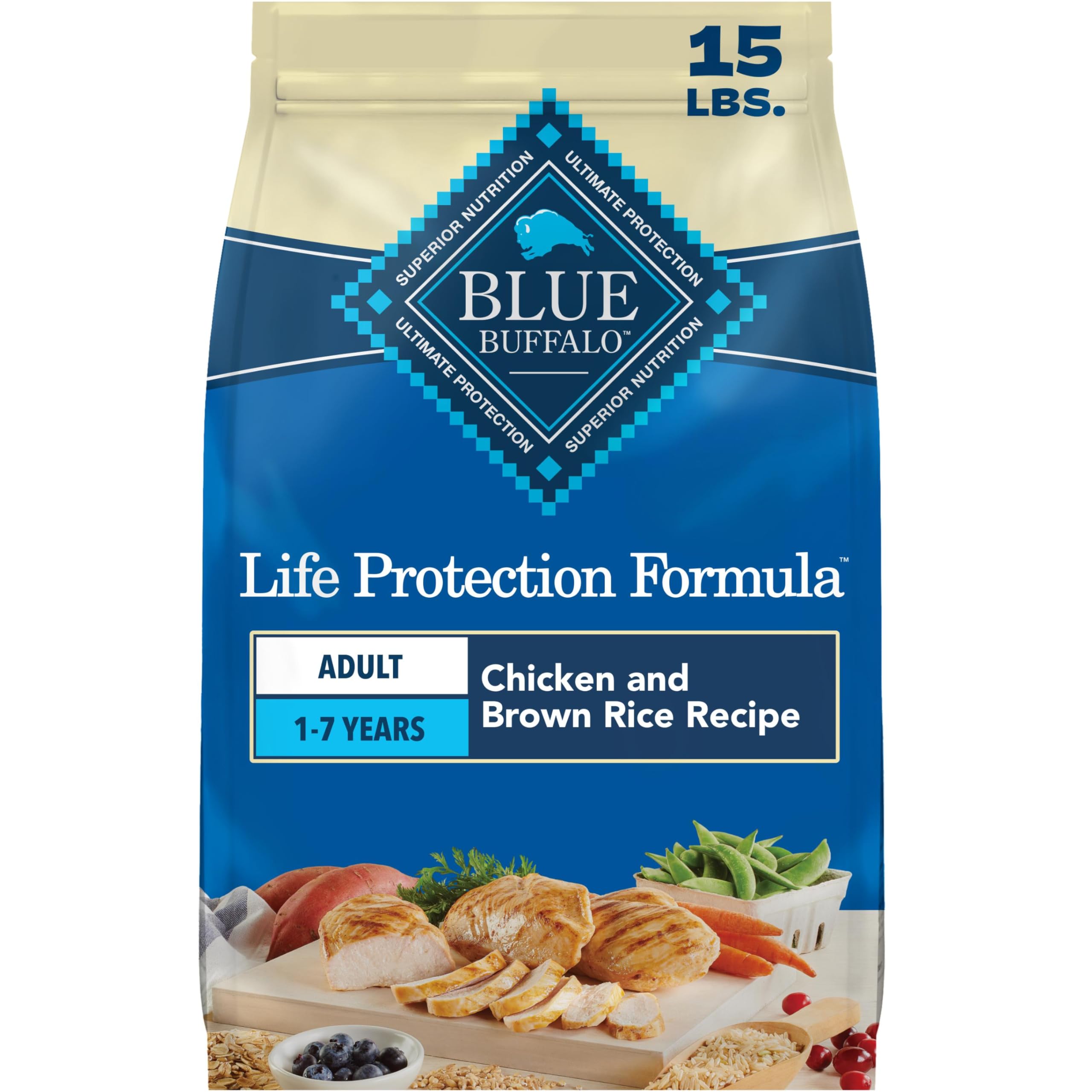 Blue Buffalo Life Protection Formula Chicken Adult Dry Dog Food, 5 lb | Real Chicken #1 Ingredient, Supports Immunity with Antioxidant-Rich LifeSource Bits, Promotes Healthy Muscle Development