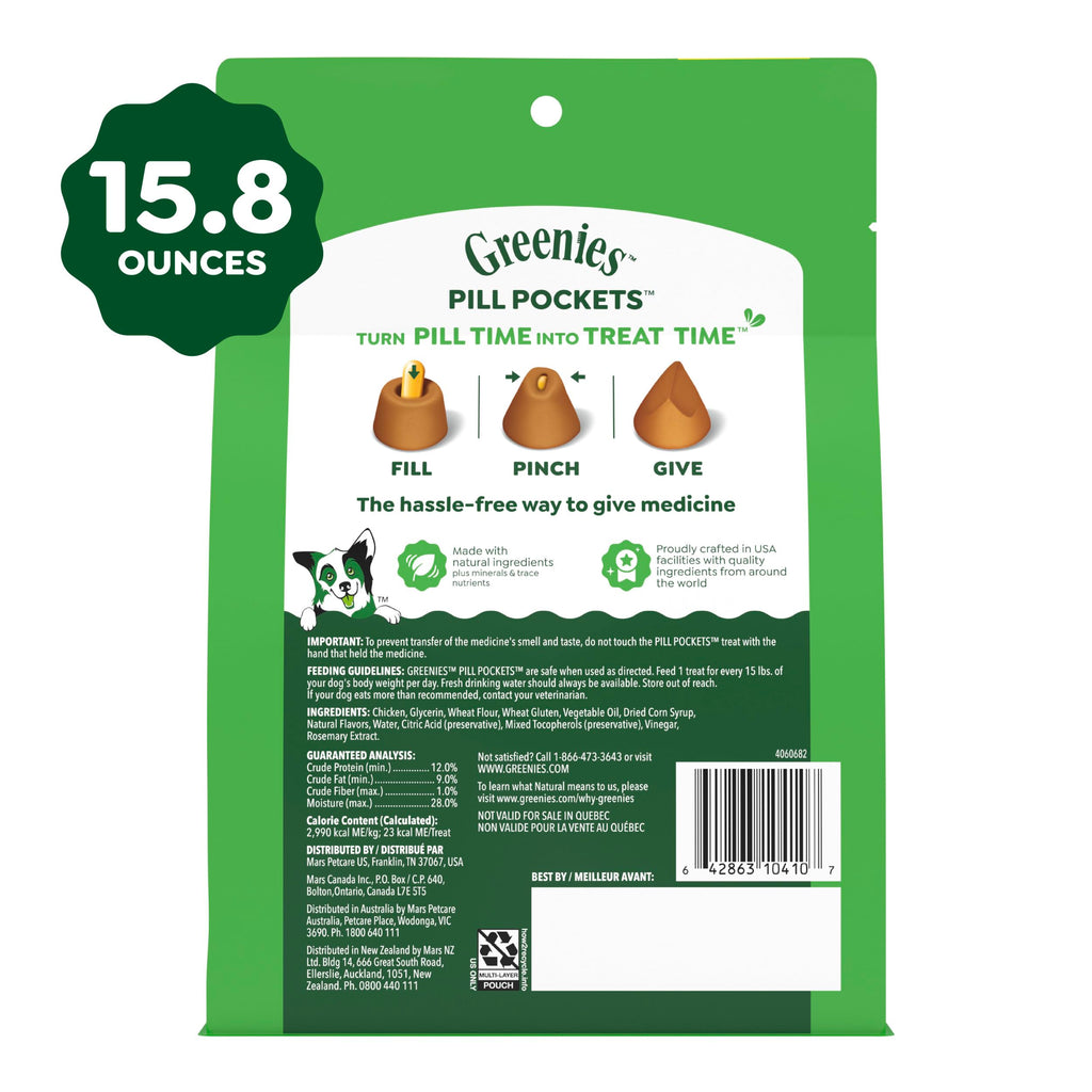 Greenies Pill Pockets Large Size Dog Treats, Peanut Butter, 15.8 oz | Vet-recommended, capsule size, low calorie, odor masking, stress- and mess-free medication experience