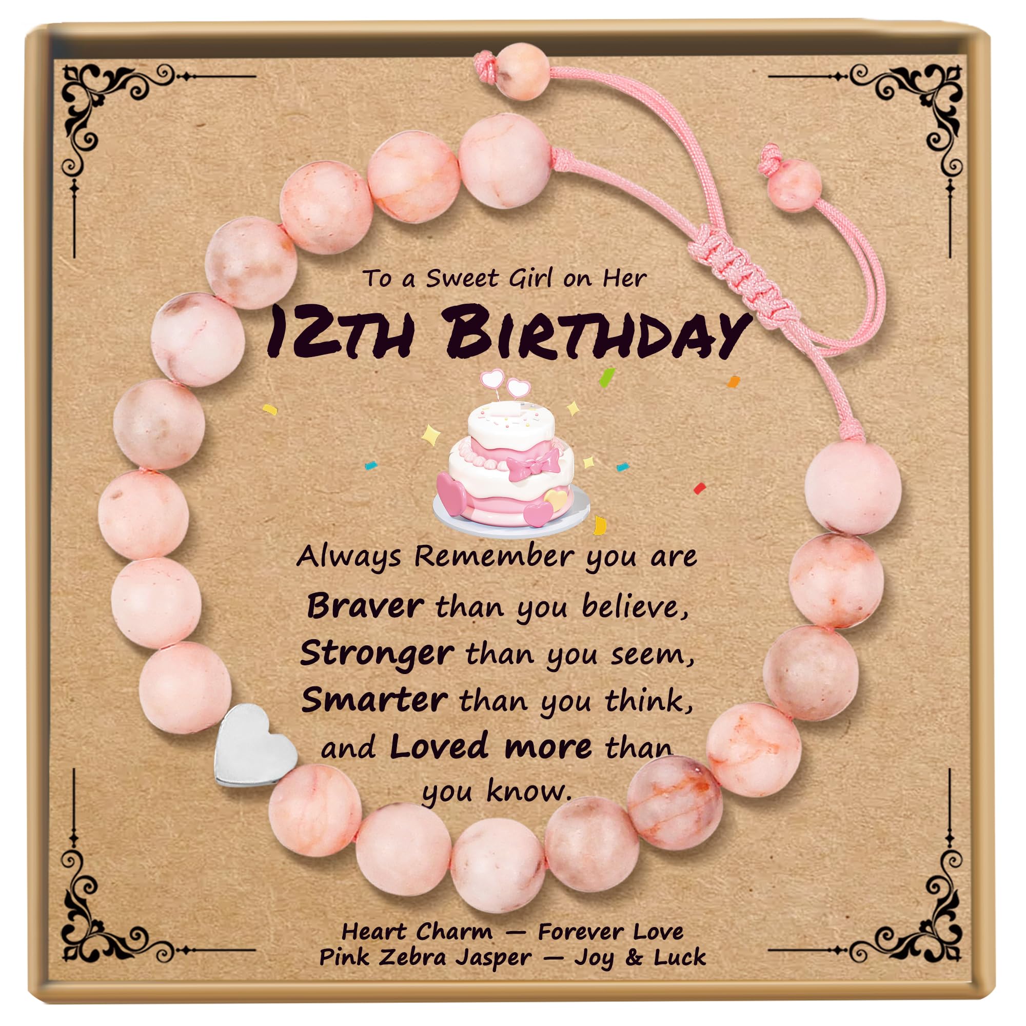 Sereney Birthday Gifts for Girls, 1-16 Year Old Girl Birthday Bracelet Gift | Adjustable Cross Pearl Beaded Bracelet, Happy Birthday Gifts for Daughter Granddaughter Niece, Handmade Link for Happy Bday