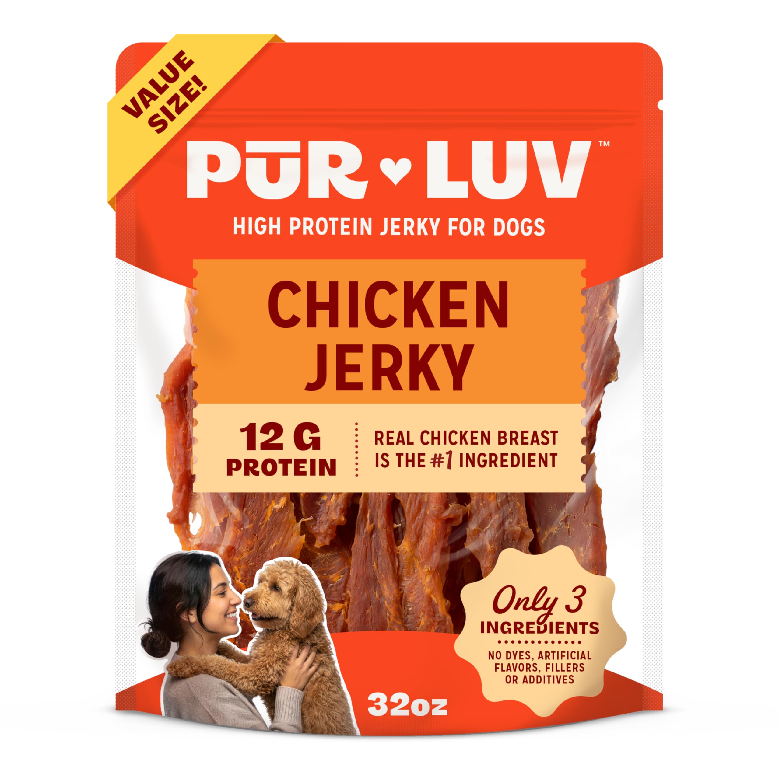 Pur Luv Chicken Wrapped Sweet Potato Dog Treats, Rawhide Free Jerky Wraps, Made with Real Chicken, 16 Oz, Healthy, Easily Digestible, Long Lasting, High Protein Treat, Satisfies Dog's Urge to Chew | Rawhide-free, high-protein jerky wrap: real chicken arou