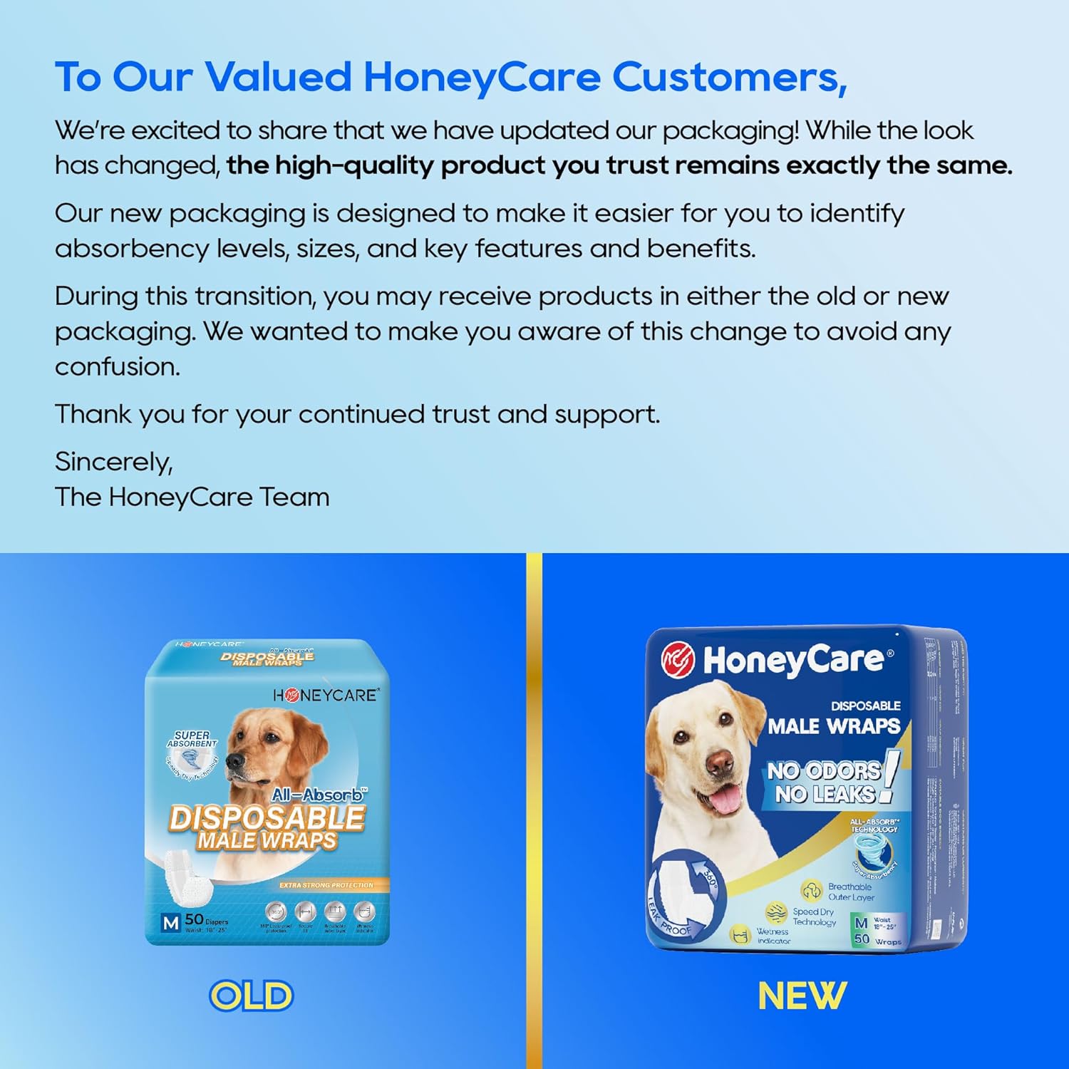 HONEY CARE All-Absorb A26 Male Dog Wrap, 50 Count, Small