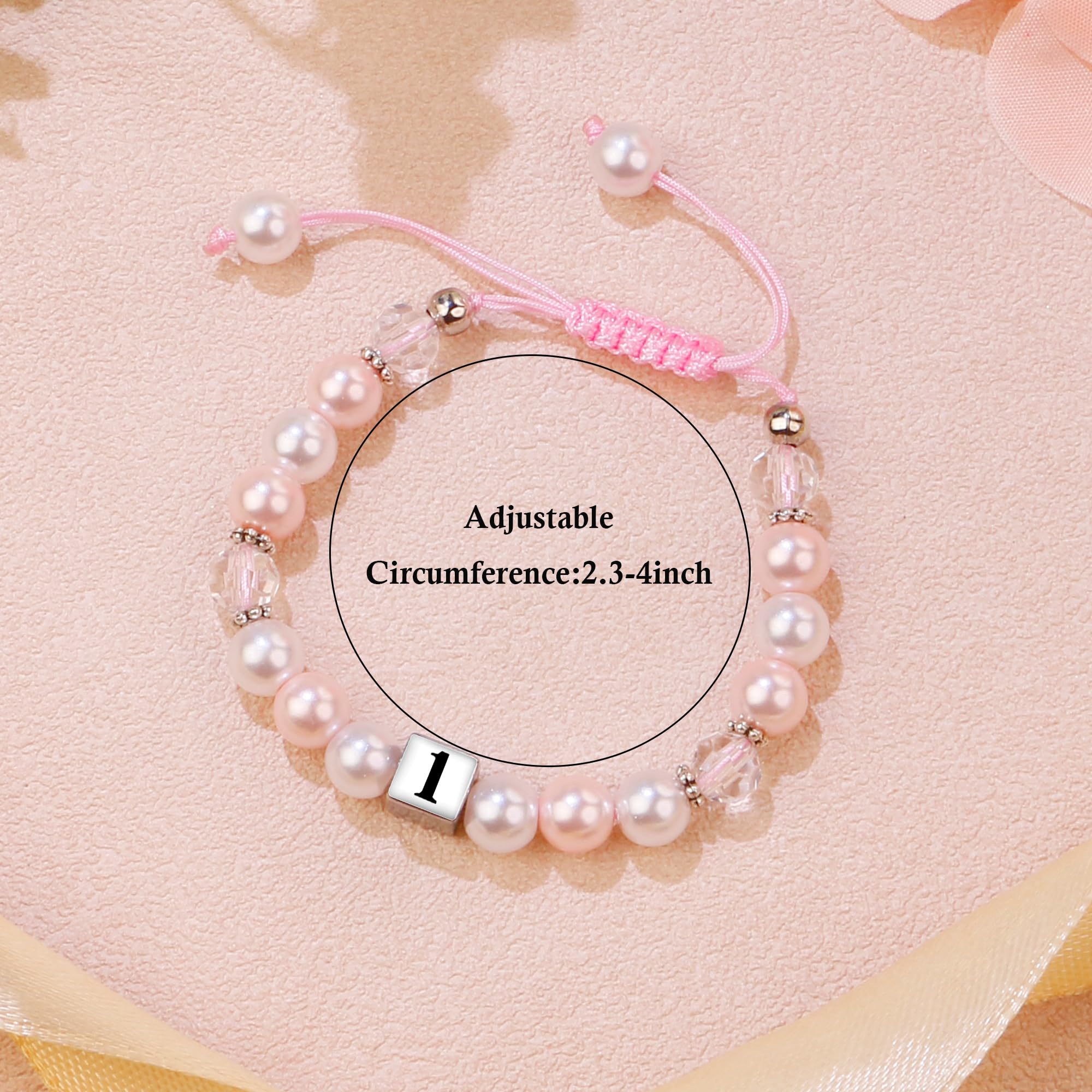 Sereney Birthday Gifts for Girls, 1-16 Year Old Girl Birthday Bracelet Gift | Adjustable Cross Pearl Beaded Bracelet, Happy Birthday Gifts for Daughter Granddaughter Niece, Handmade Link for Happy Bday