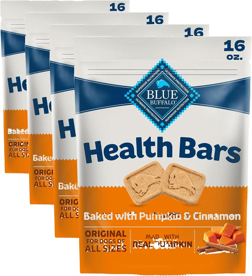 Blue Buffalo Health Bars Pumpkin & Cinnamon Dog Biscuits, 16 oz | Oven-Baked, Crunchy Texture, No Chicken By-Product, Corn, Wheat, or Soy