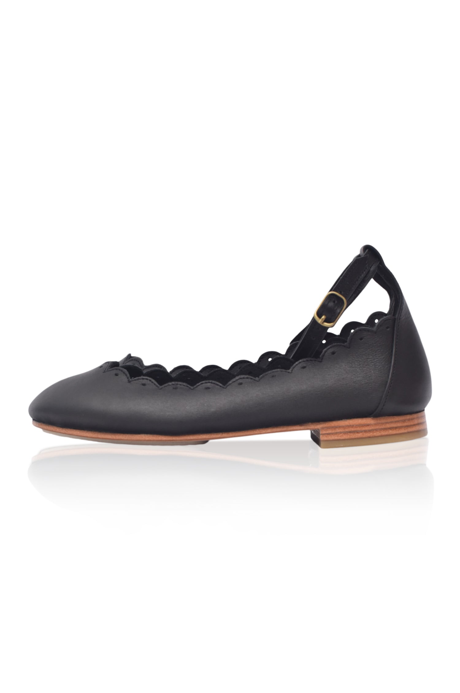 Fleur Scalloped Ankle Strap Flats