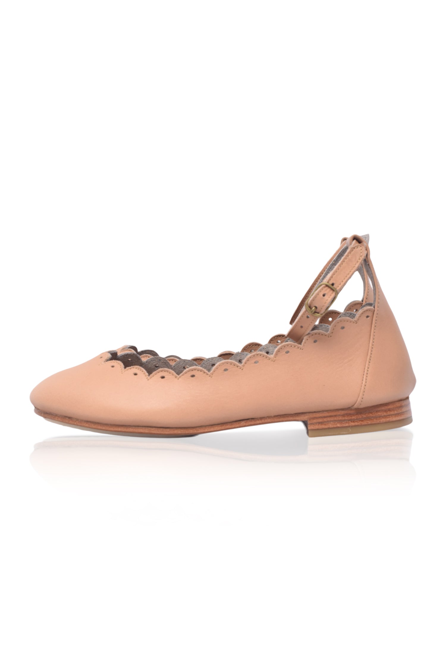 Fleur Scalloped Ankle Strap Flats