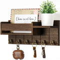 Traditional Wooden Wall-Mounted Storage Shelf with Hooks