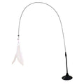 Cat Teaser Toy Cat Teaser Pole With Feather Bell Extended Rod Suction Cup Durable Bite Teaser Stick Replaceable Feather Head
