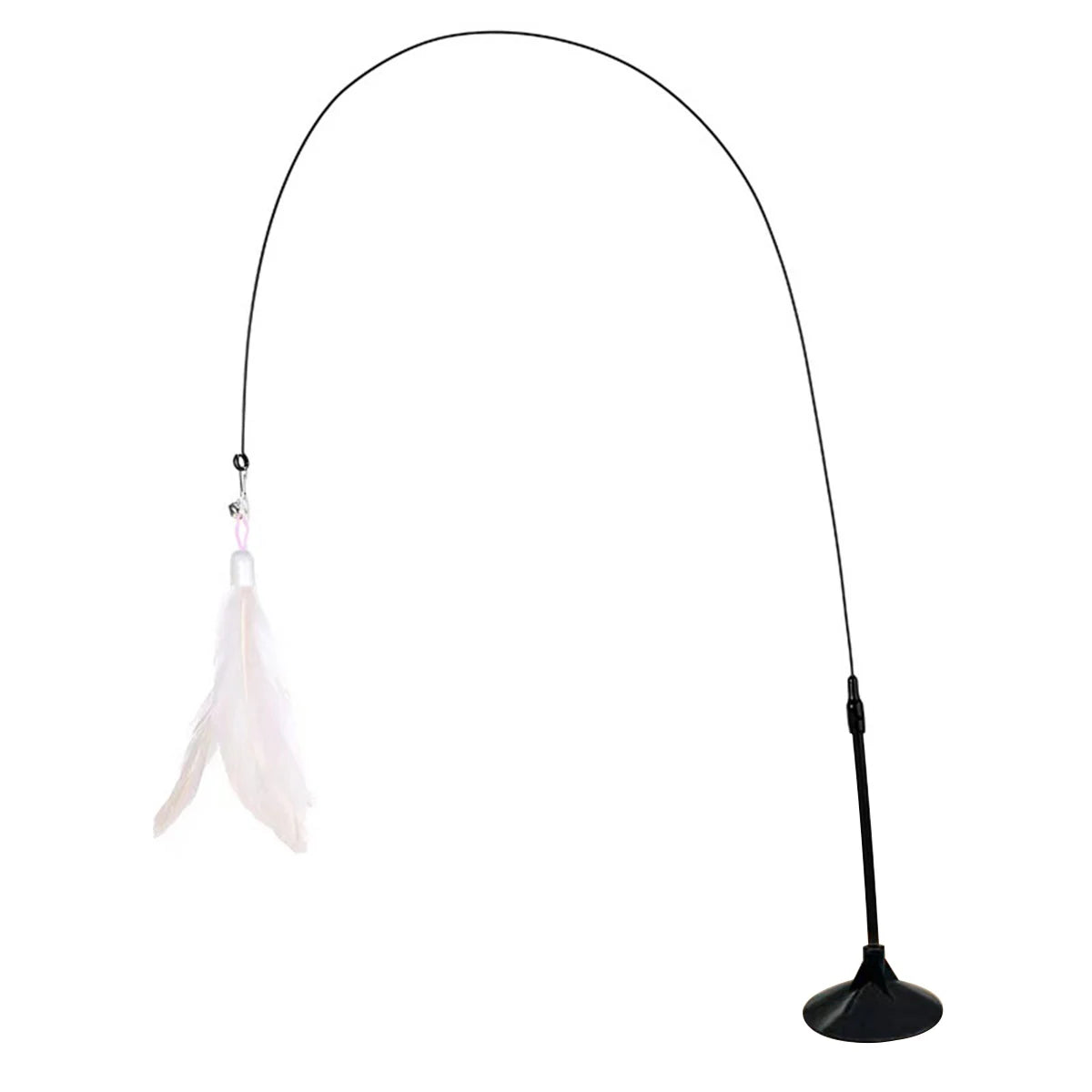 Cat Teaser Toy Cat Teaser Pole With Feather Bell Extended Rod Suction Cup Durable Bite Teaser Stick Replaceable Feather Head