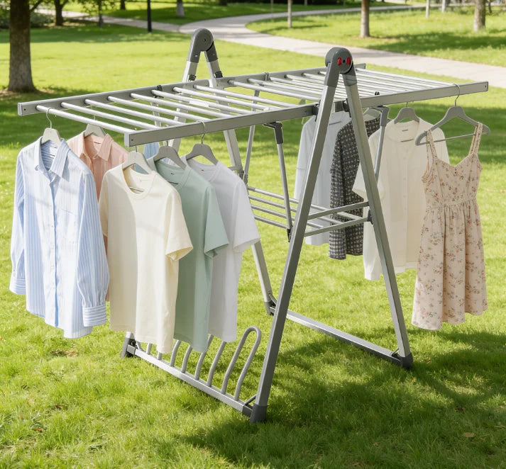 Electric Heated Foldable Metal Drying Rack With Foldable Design For Bathroom Outdoor Clothes Hanger Stand