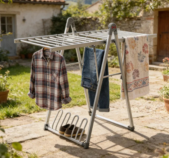 Electric Heated Foldable Metal Drying Rack With Foldable Design For Bathroom Outdoor Clothes Hanger Stand