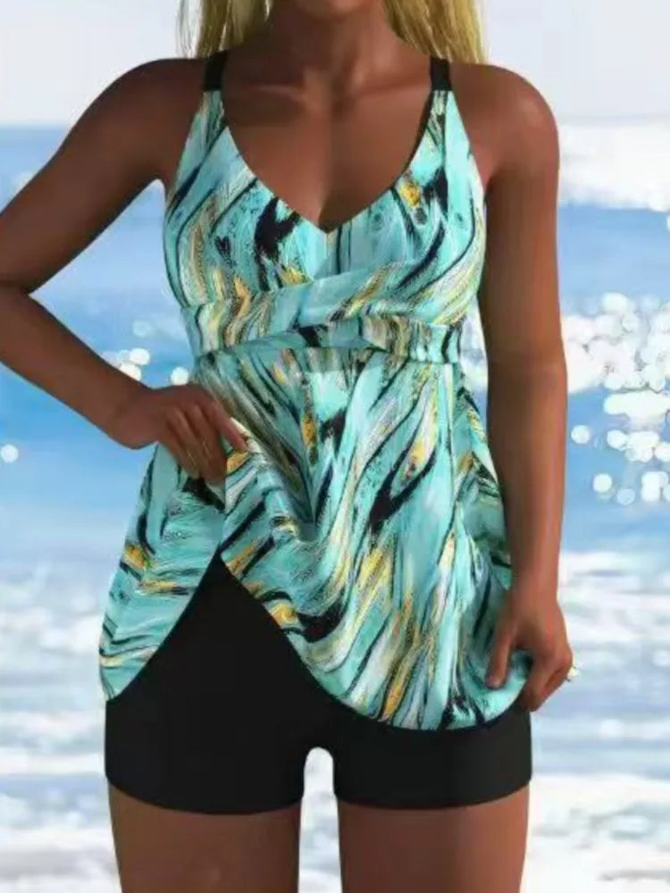 New High Waist Swimwears Tankini Set Sexy Swimsuit Women Summer Bathing Suit Bikini Set Long Sleeve Beach Swimming Suit Female