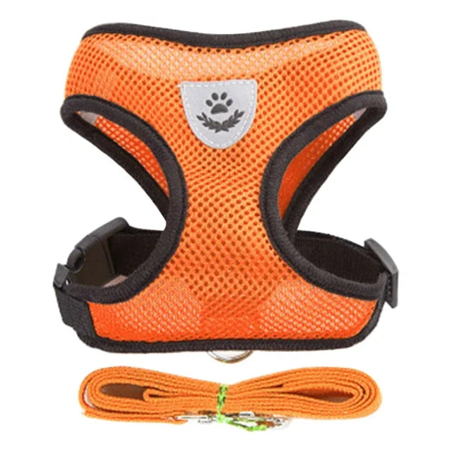 Adjustable Mesh Pet Harness with Leash, Polyester Vest Type Walking Strap for Small Medium Cats Dogs