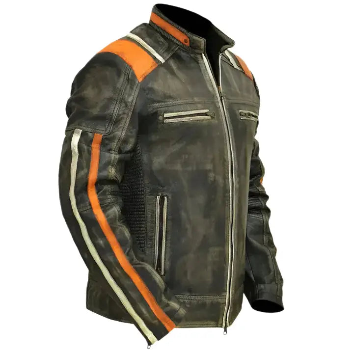 Men’s Vintage Black Cafe Racer Leather Jacket