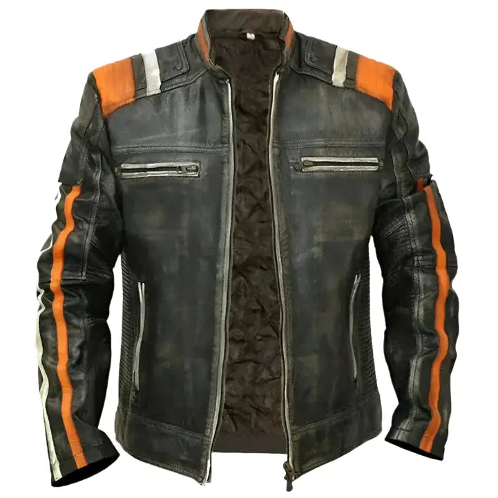 Men’s Vintage Black Cafe Racer Leather Jacket