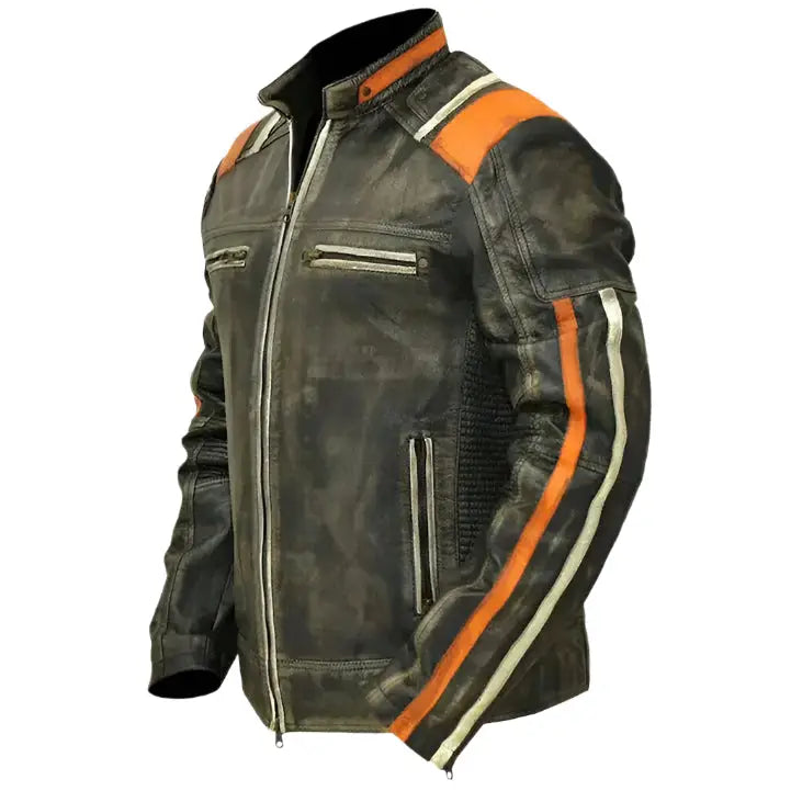 Men’s Vintage Black Cafe Racer Leather Jacket